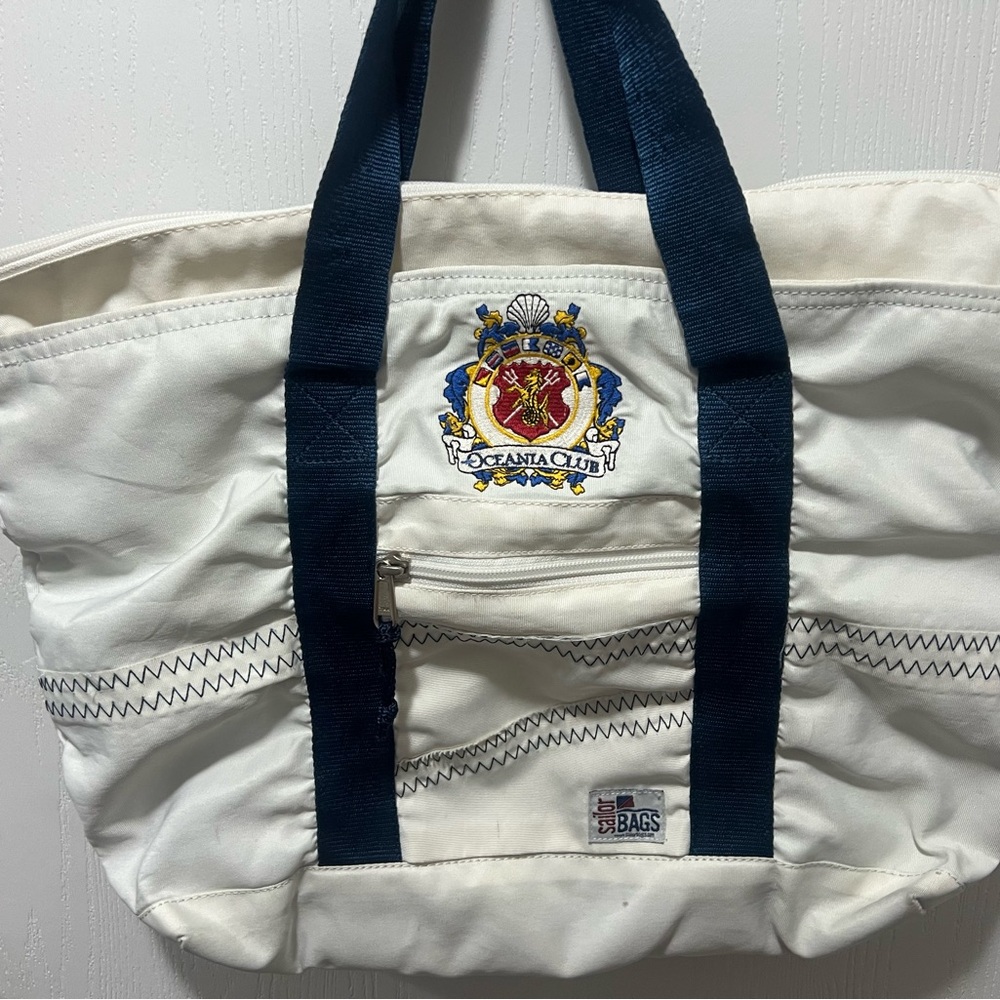 Nautical White and Navy Tote Bag